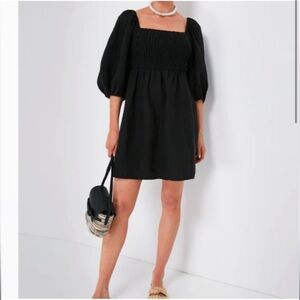 TUCKERNUCK Black 100% Linen Puff Sleeve Dress XS